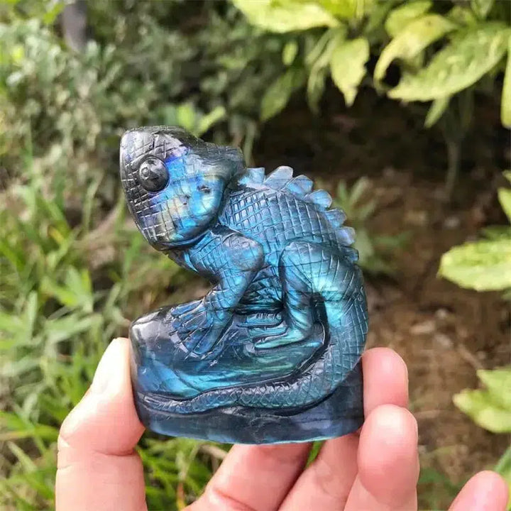 Labradorite Carved Lizard Statue