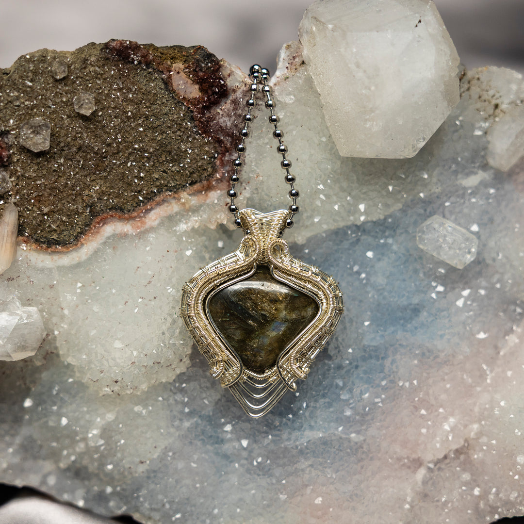 Labradorite Wire Wrap Crystal Pendant