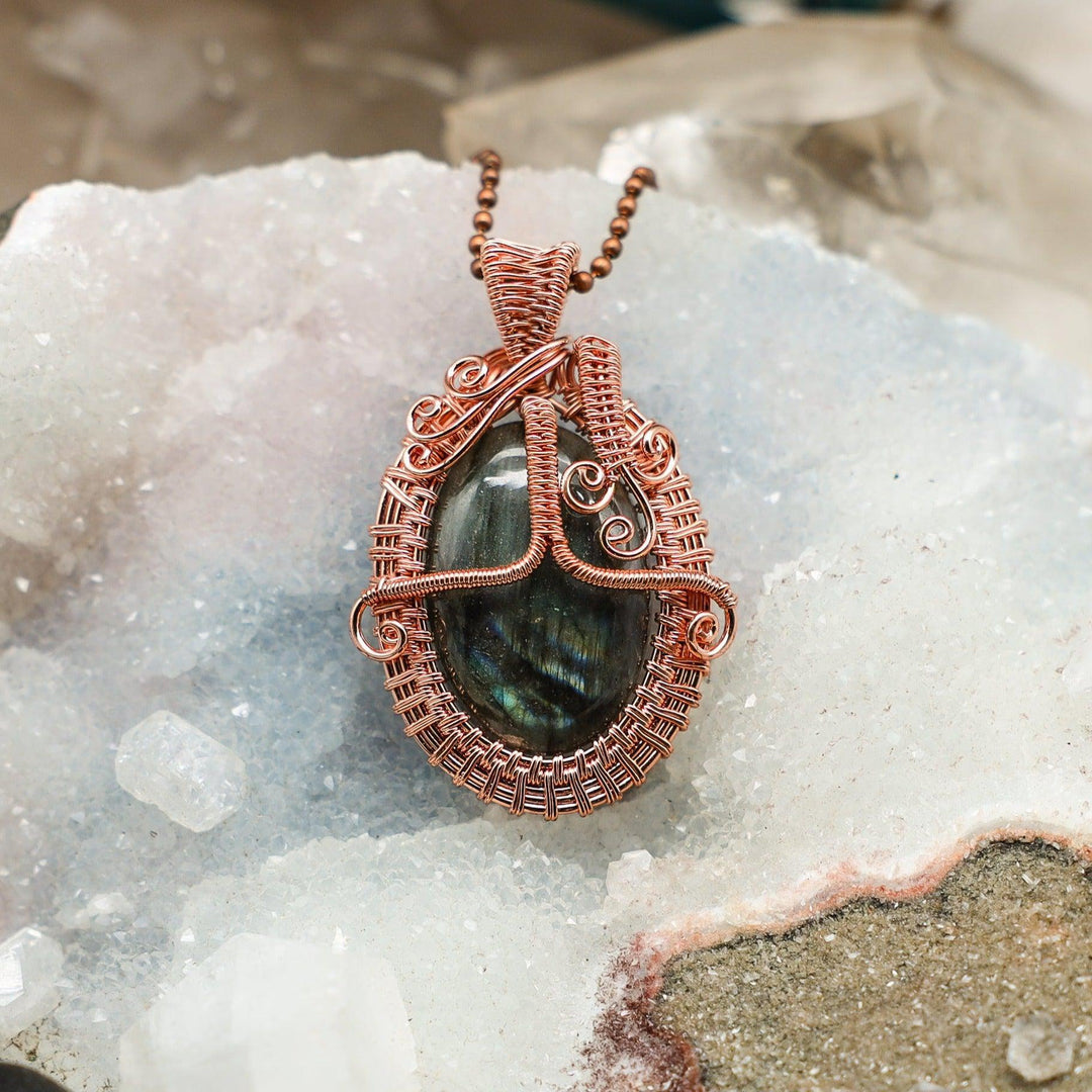 Labradorite Wire Wrap Pendant - 2.25"