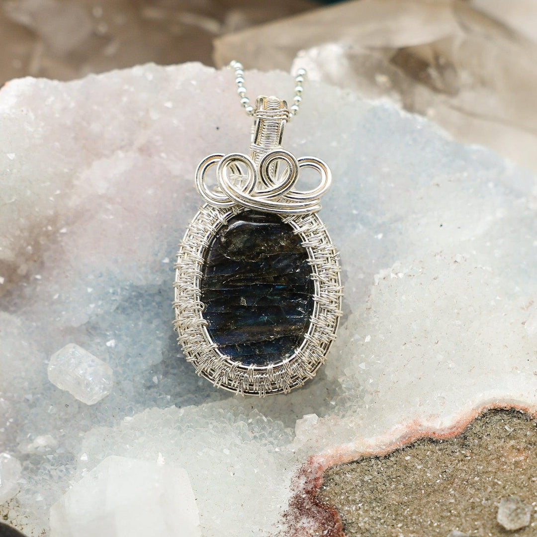 Labradorite Wire Wrap Pendant - 2.45"