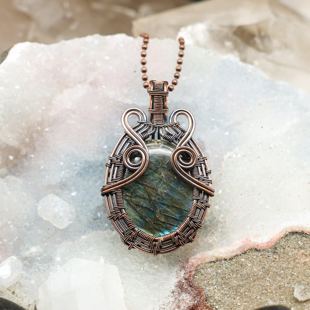 Labradorite Wire Wrap Pendant - 2.45"