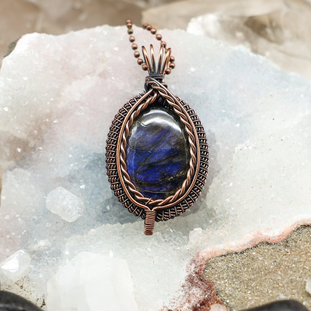 Labradorite Wire Wrap Pendant - 2.55"