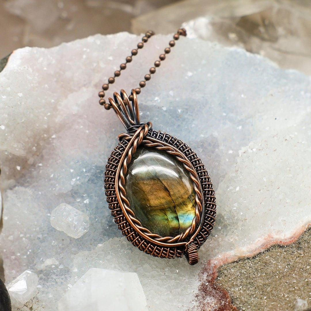 Labradorite Wire Wrap Pendant - 2.75"