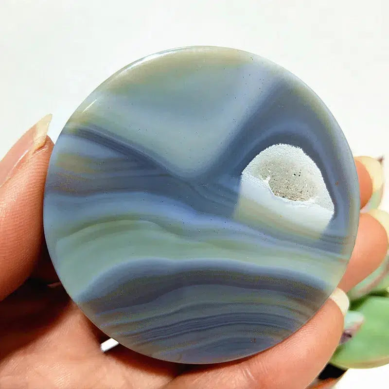 Lace Agate Druzy Palmstone