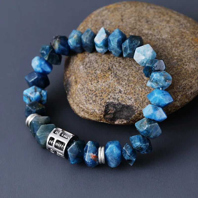 Lapis Lazuli And African Turquoises or Blue Apatite Stretch Elastic Bracelet