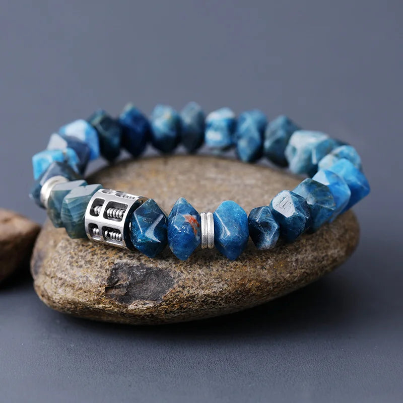 Lapis Lazuli And African Turquoises or Blue Apatite Stretch Elastic Bracelet