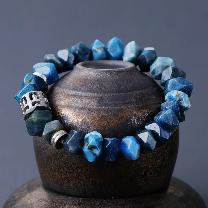 Lapis Lazuli And African Turquoises or Blue Apatite Stretch Elastic Bracelet