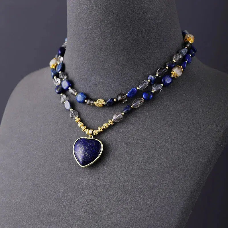 Lapis Lazuli Heart Pendant Lariat Necklace