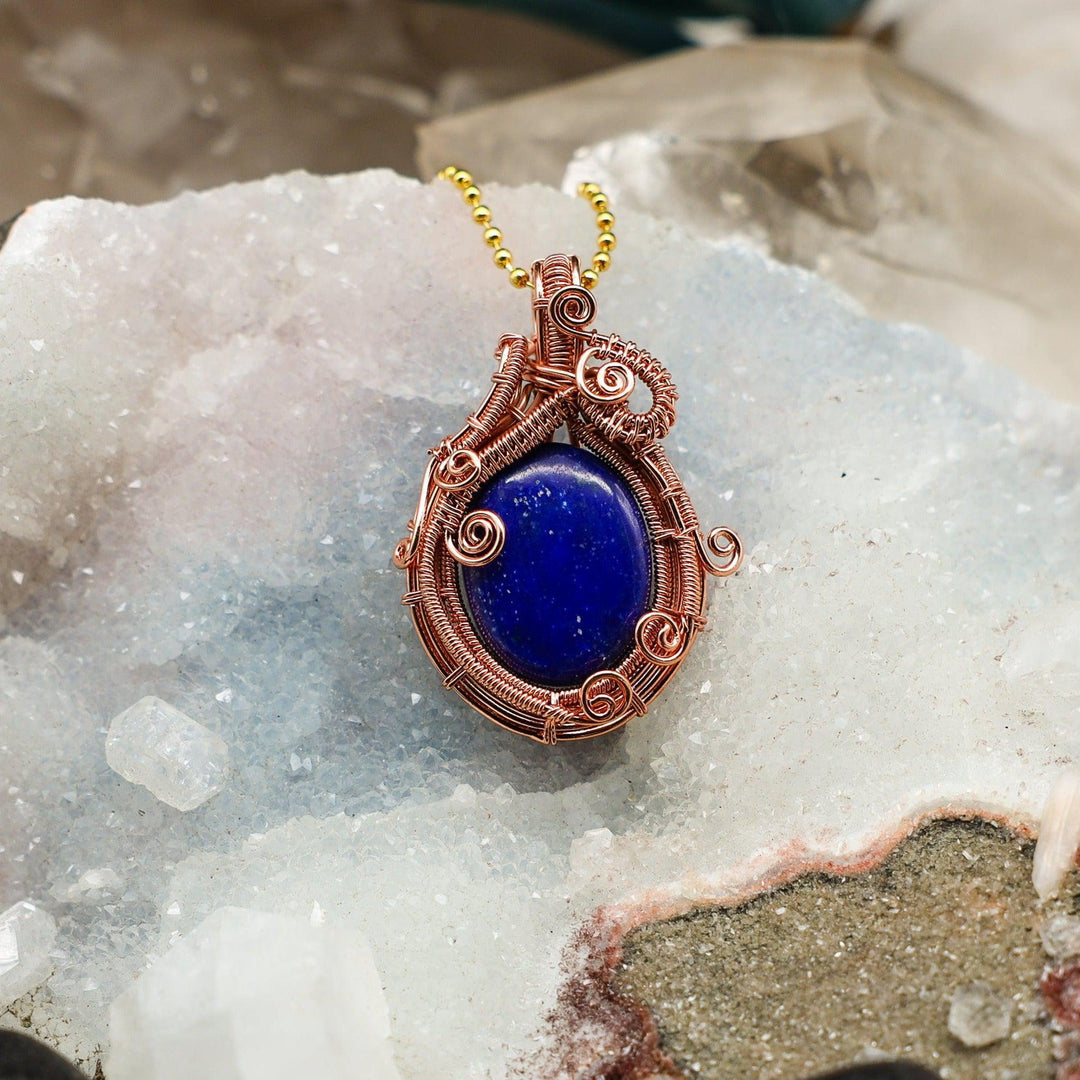 Lapis Lazuli Wire Wrap Pendant - 2.05"