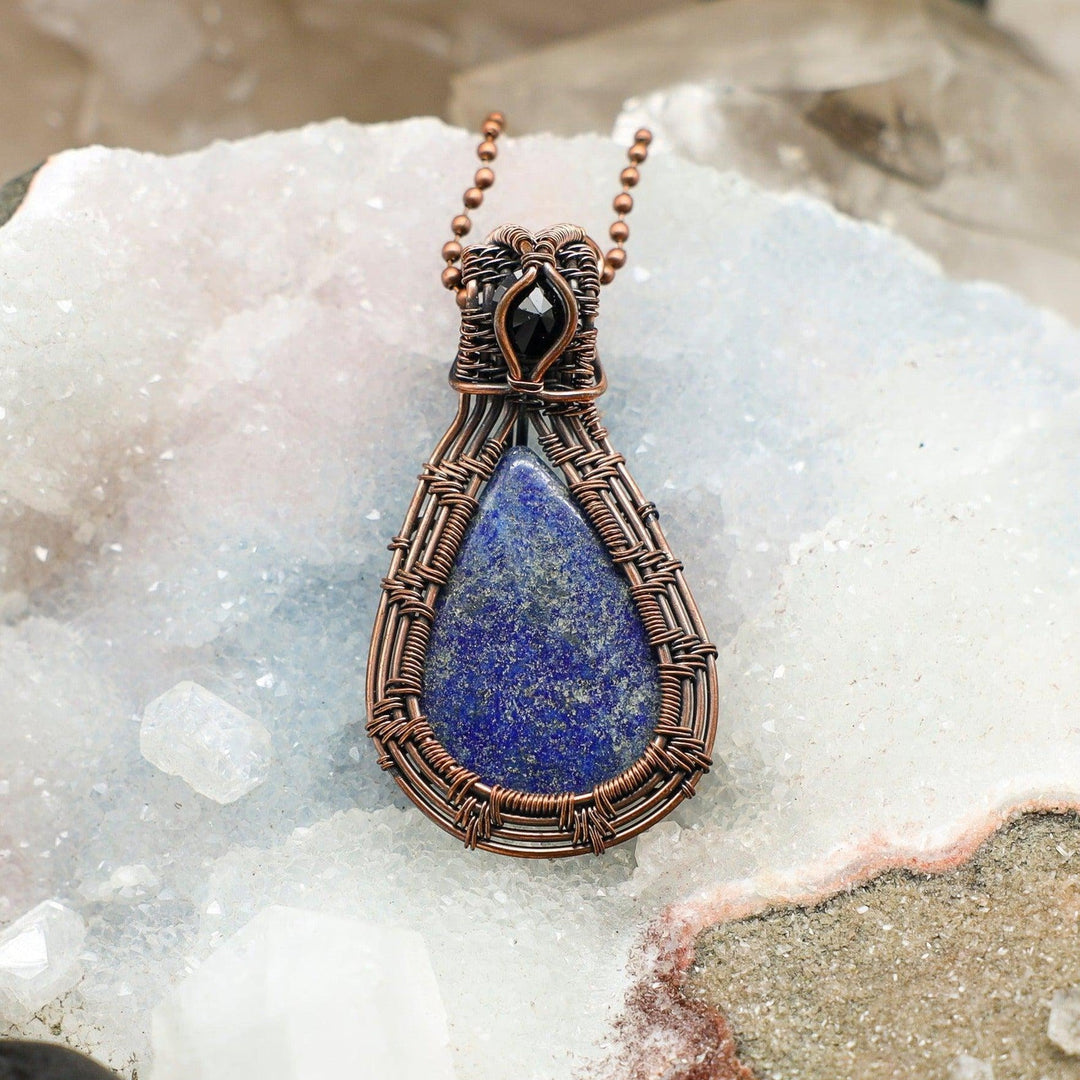 Lapis Lazuli Wire Wrap Pendant - 2.5"