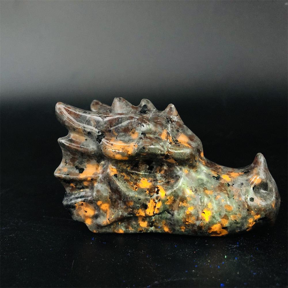 Large Yooperlite Crystal Dragon Skull