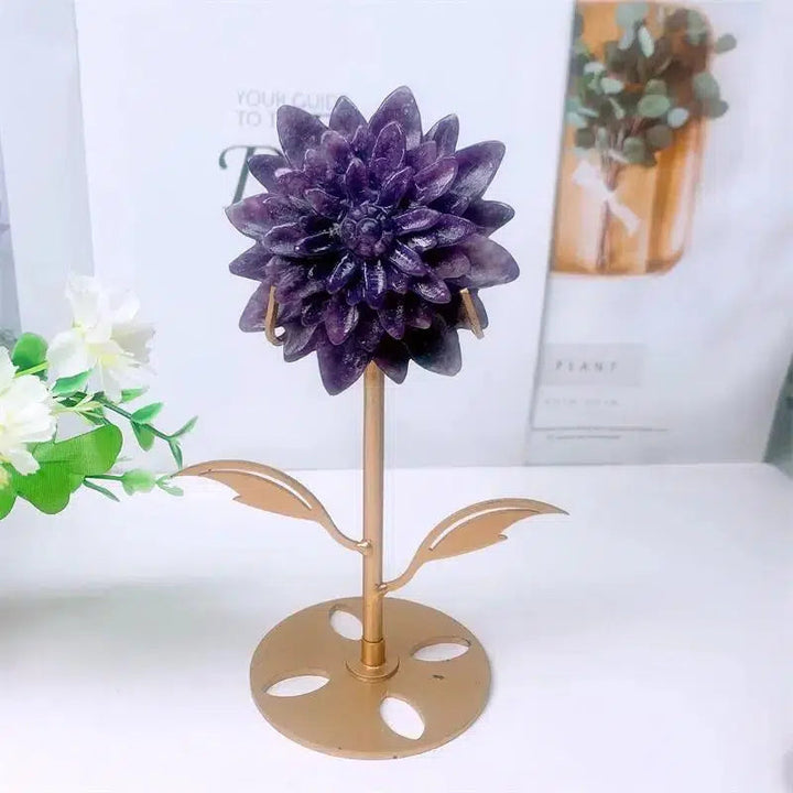 Lepidolite Flower Carving + Stand