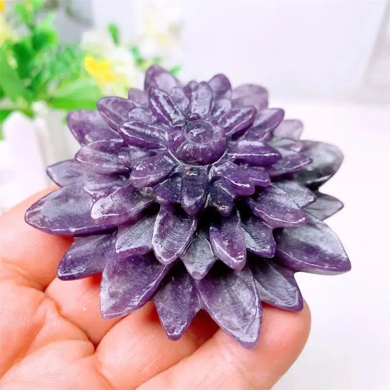 Lepidolite Flower Carving + Stand