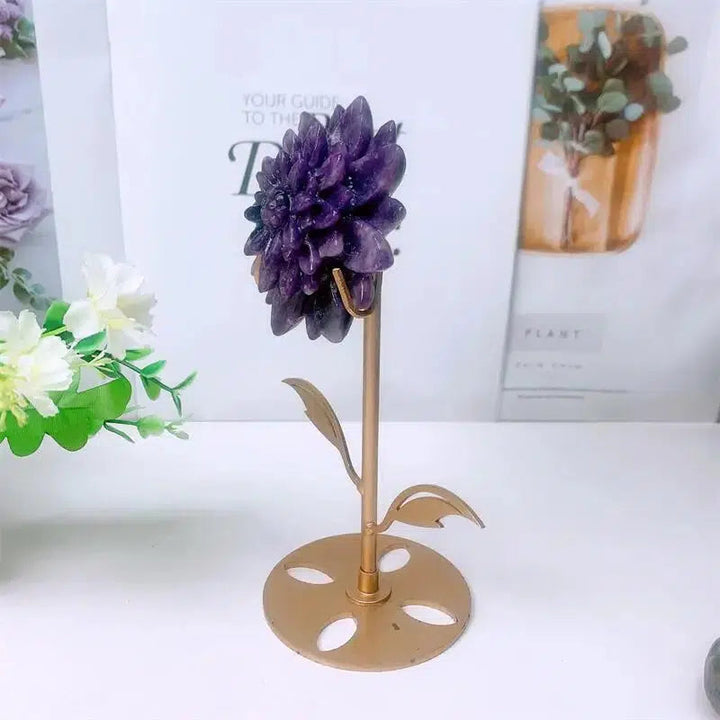 Lepidolite Flower Carving + Stand