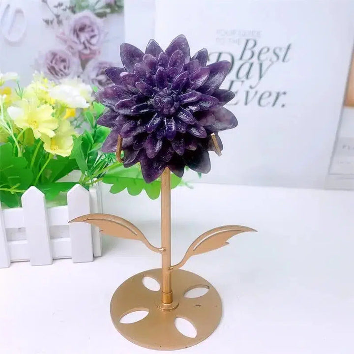 Lepidolite Flower Carving + Stand