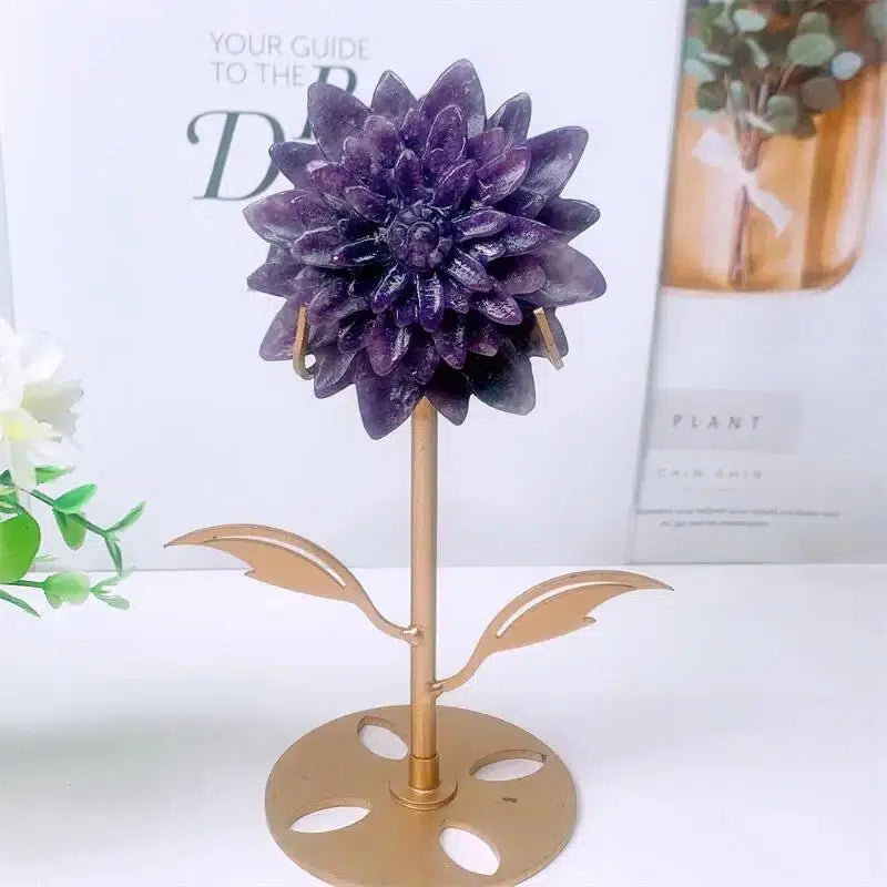 Lepidolite Flower Carving + Stand