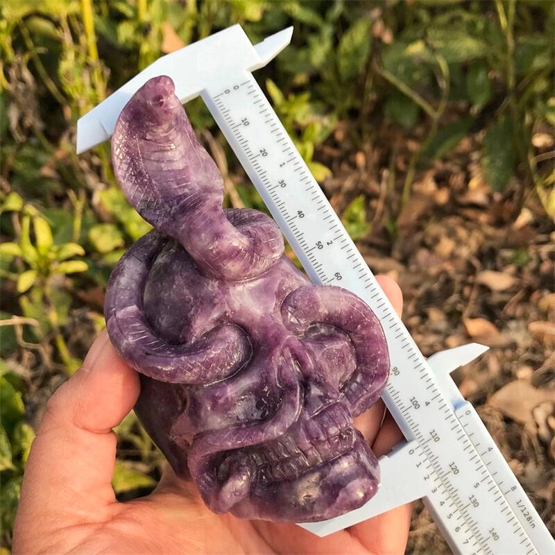 Lepidolite Snake Skull Crystal Carving