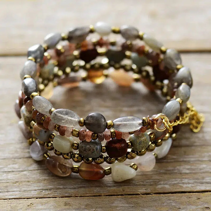 Luxury Natural Mixed Stone Beads Stack Bracelet