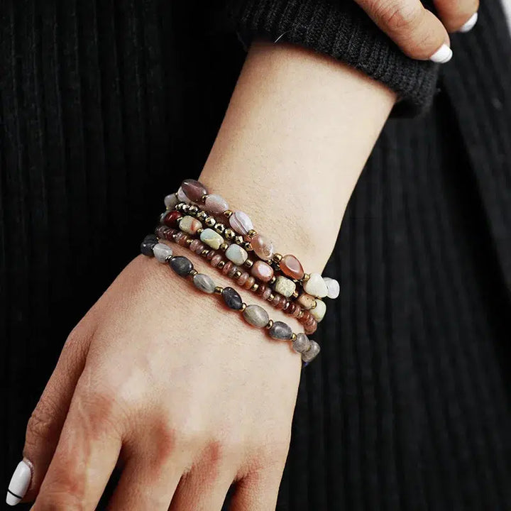 Luxury Natural Mixed Stone Beads Stack Bracelet