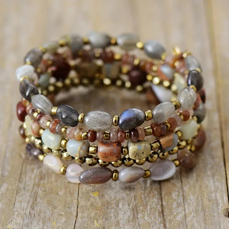 Luxury Natural Mixed Stone Beads Stack Bracelet