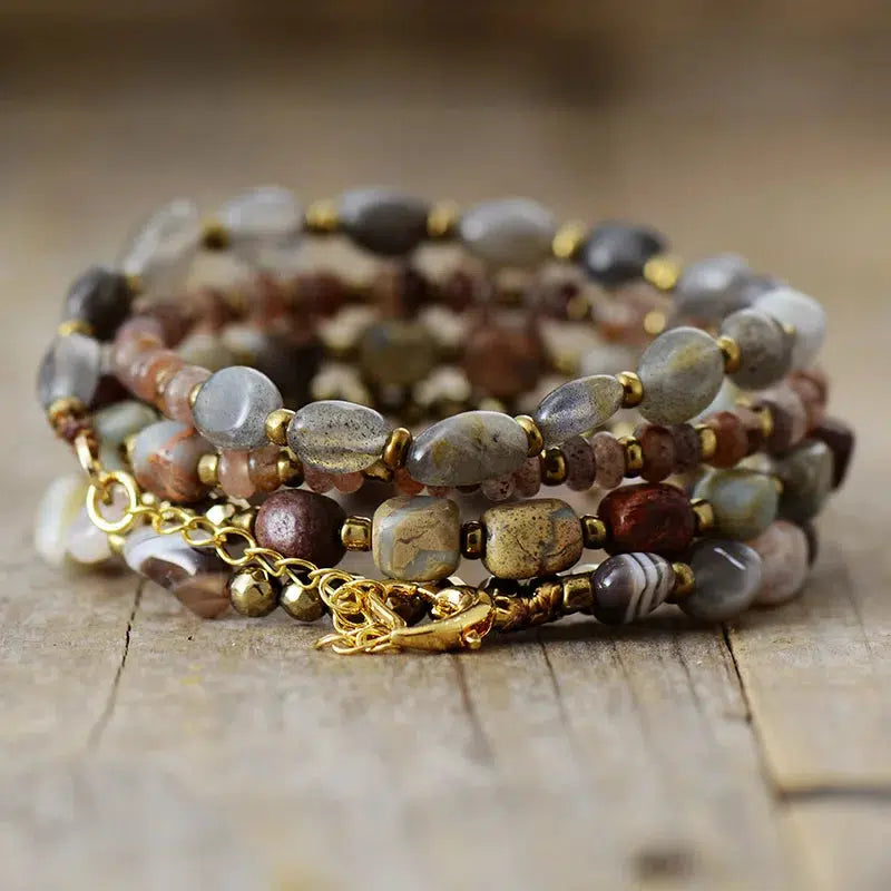 Luxury Natural Mixed Stone Beads Stack Bracelet