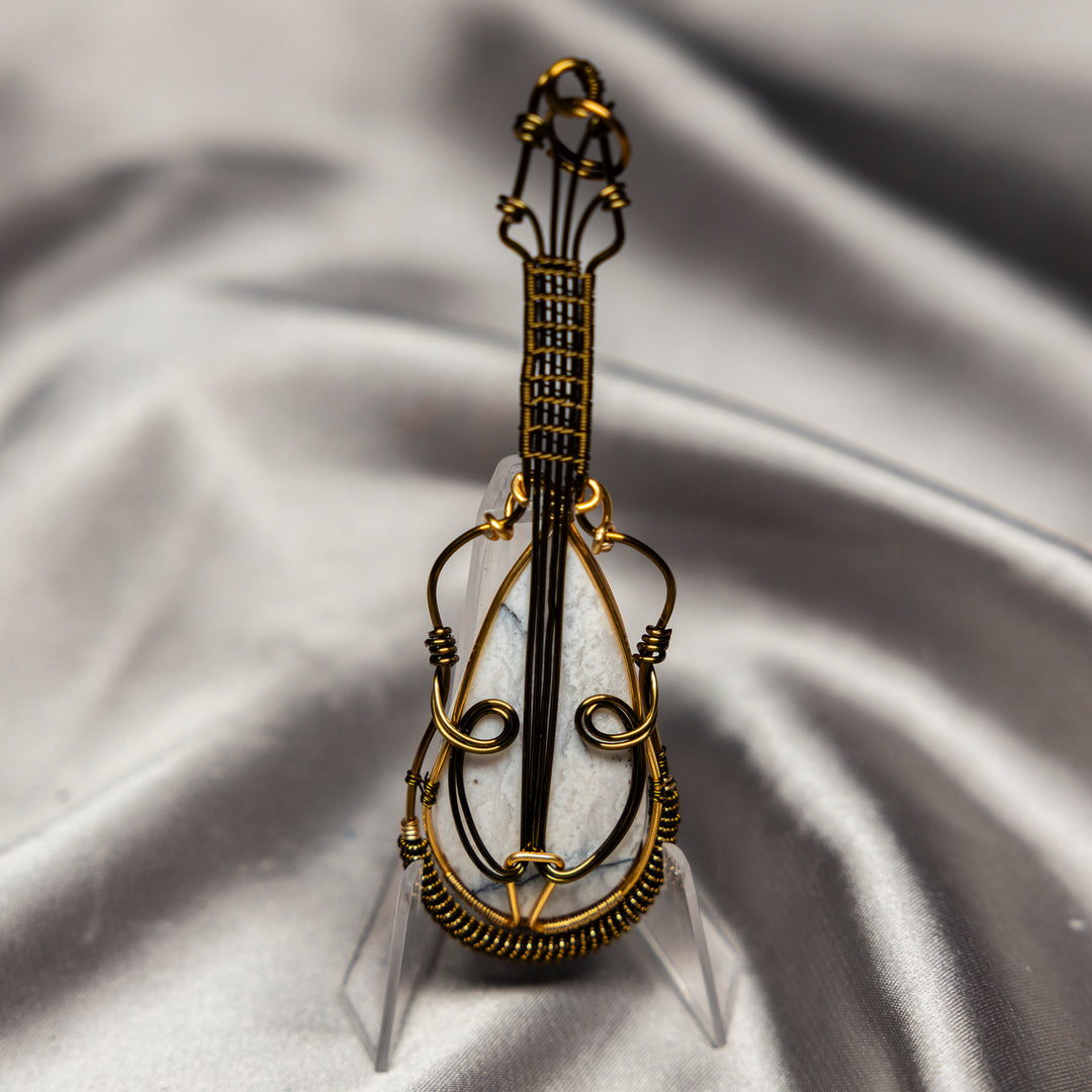 Magnesite "Guitar" Wire Wrap Crystal Pendant