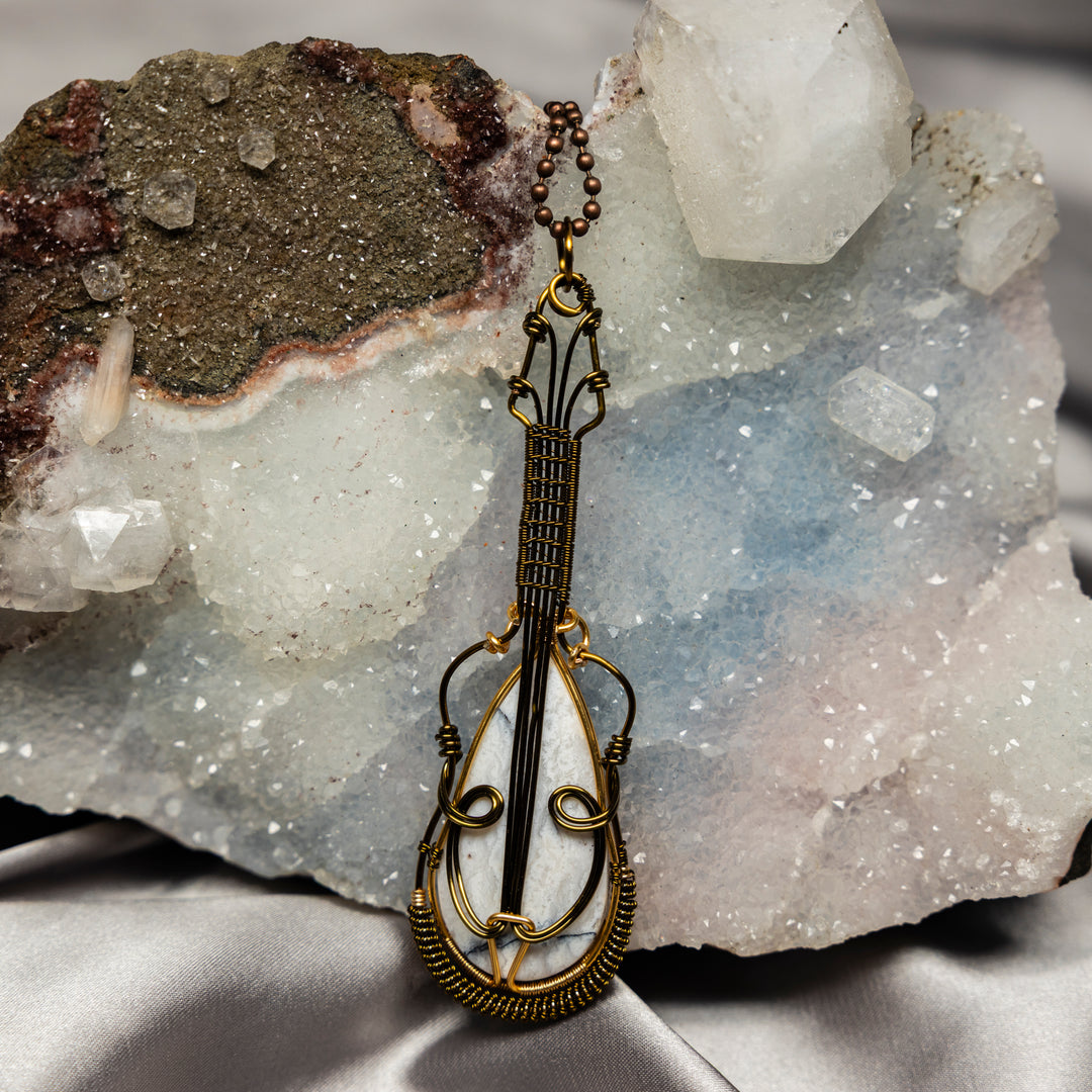 Magnesite "Guitar" Wire Wrap Crystal Pendant