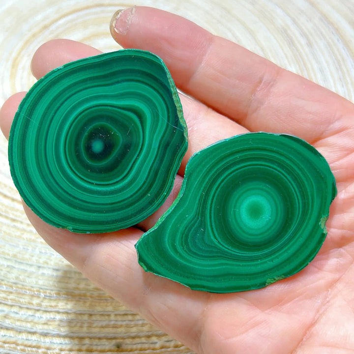 Malachite 'Bulls Eye' Slices