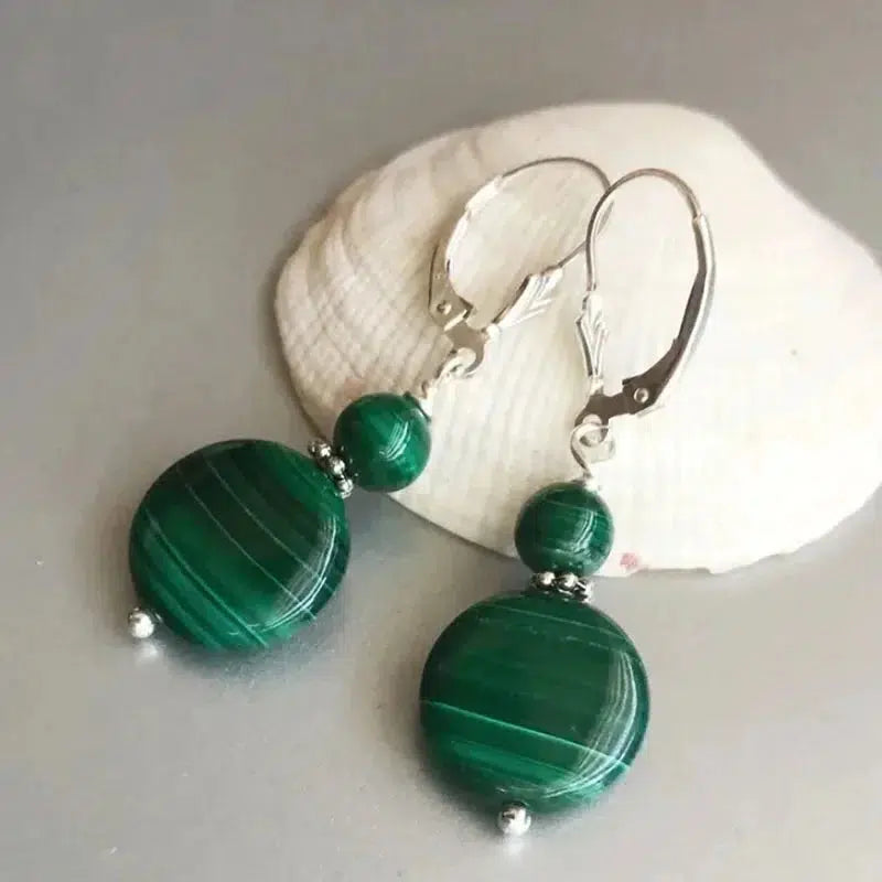 Malachite Earrings, Lever Back Earrings In 5 Styles