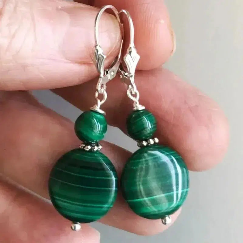 Malachite Earrings, Lever Back Earrings In 5 Styles