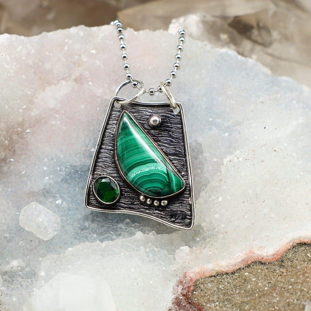 Malachite On 925 Silver Pendant - 2.35"