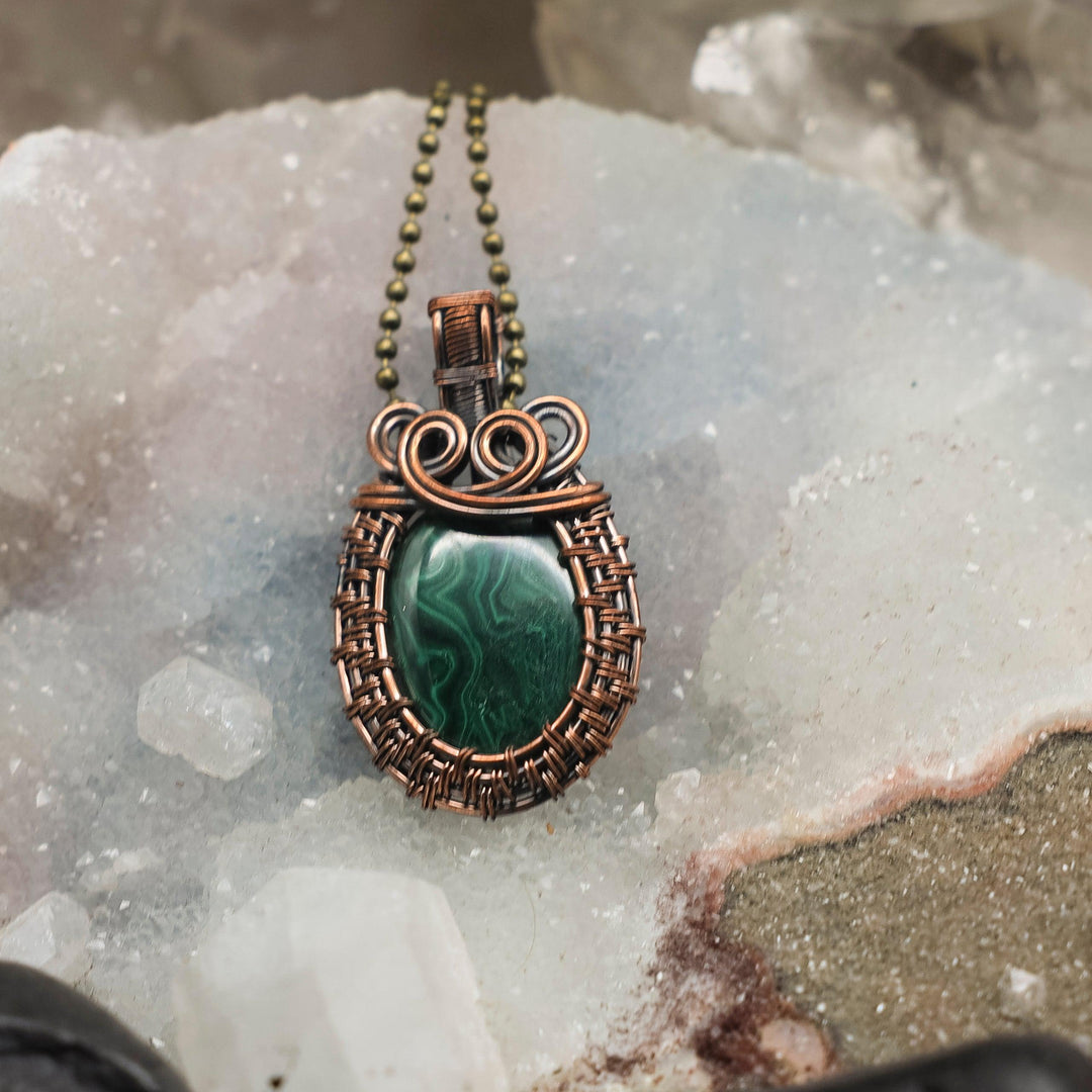 Malachite Pendant Necklace - 2"