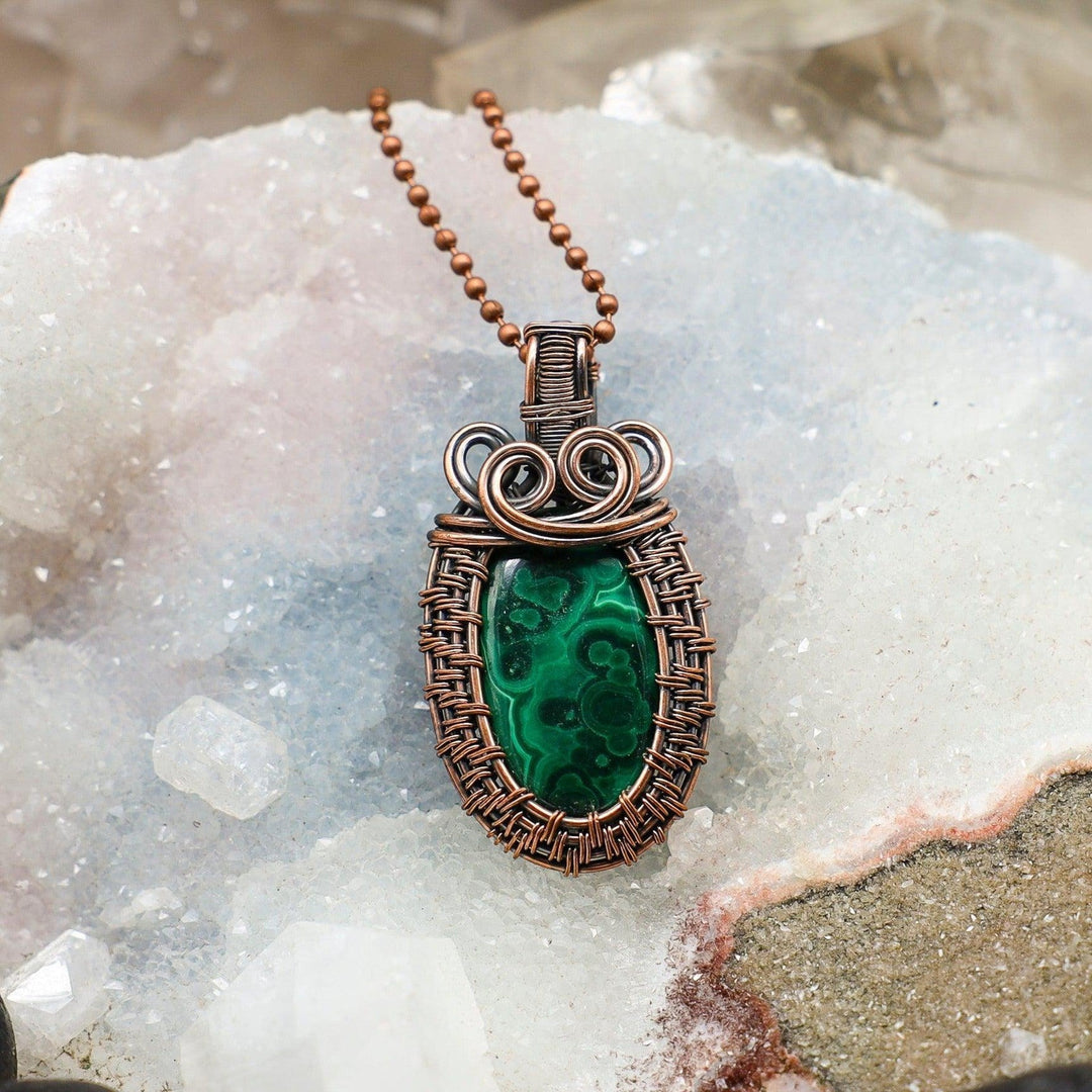 Malachite Wire Wrap Pendant - 2.25"