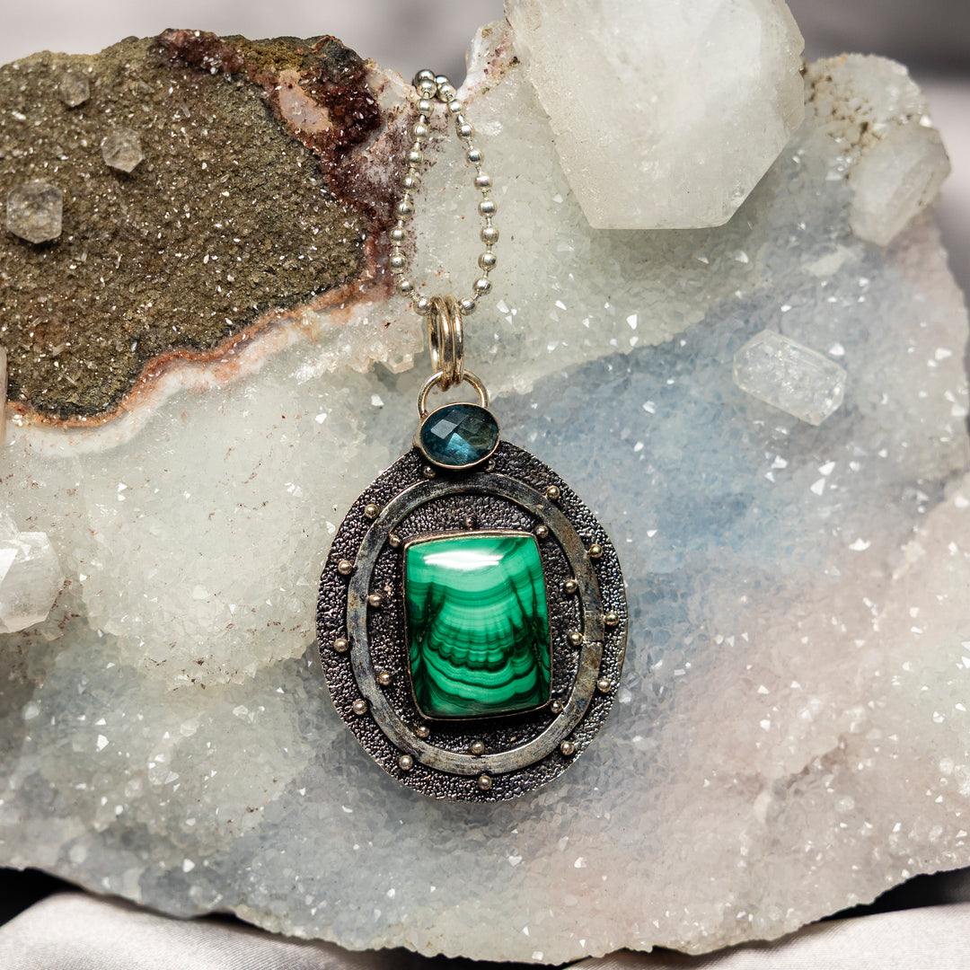 Malachite on 925 Silver Pendant