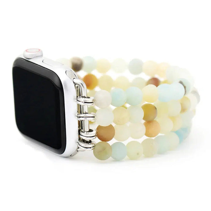 Matte Amazonite or Rose Quartz and Picture Jasper Elastic Smart Watch Strap