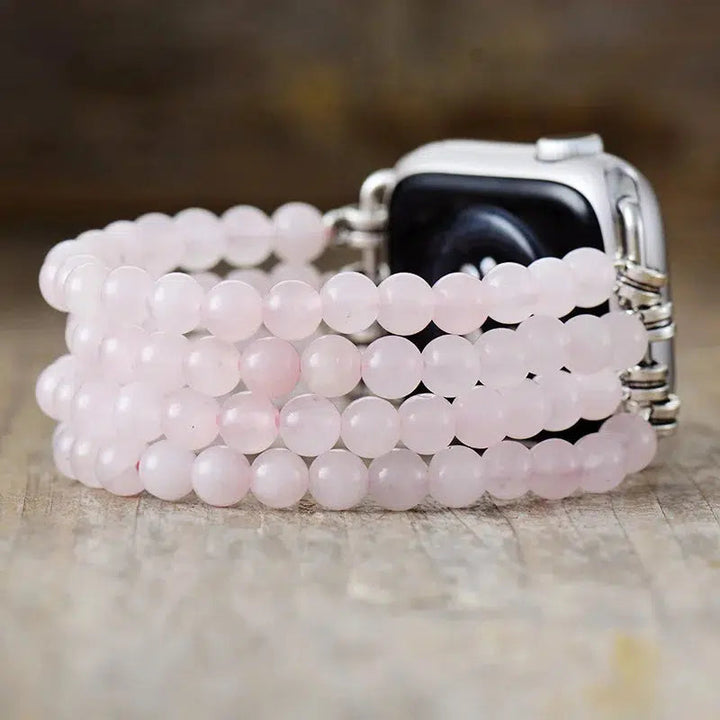 Matte Amazonite or Rose Quartz and Picture Jasper Elastic Smart Watch Strap