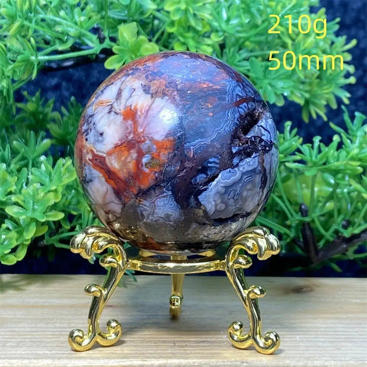 Mexican Crazy Lace Agate + Gold Base