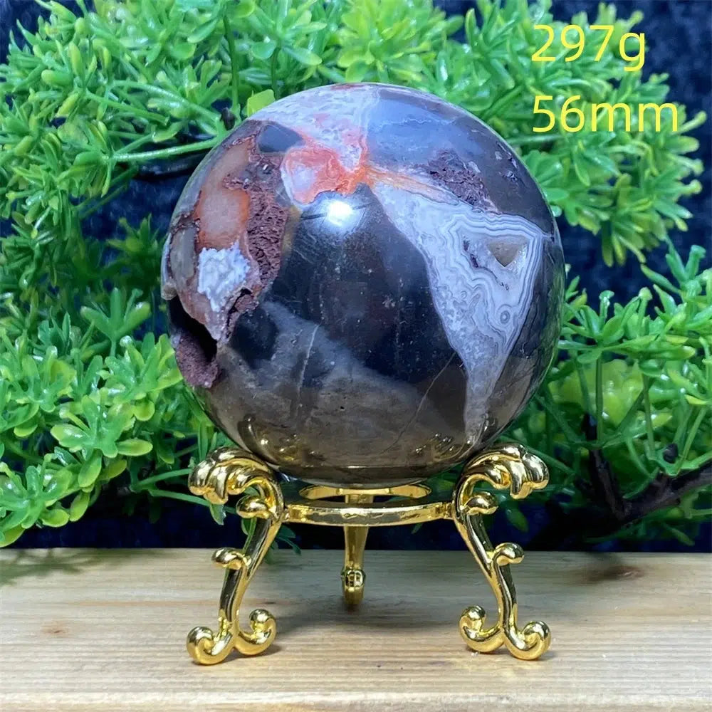 Mexican Crazy Lace Agate + Gold Base