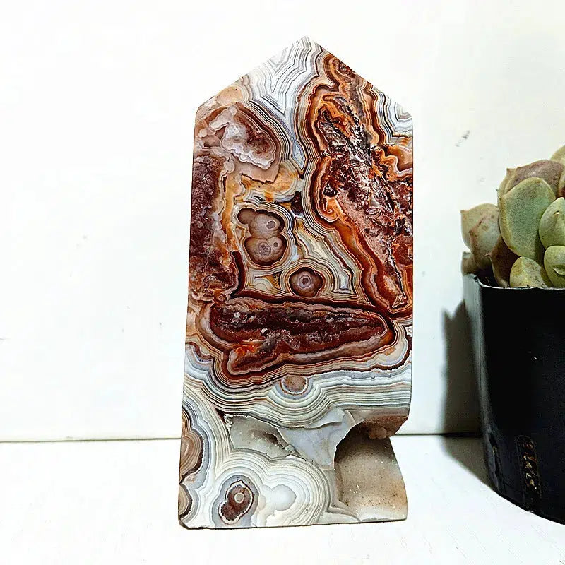 Mexican Lace Agate Crystal Tower