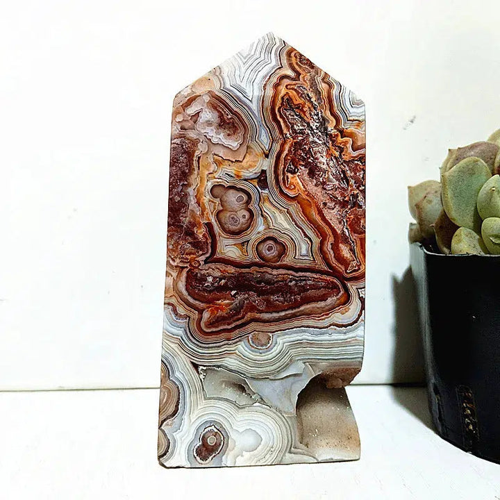 Mexican Lace Agate Crystal Tower