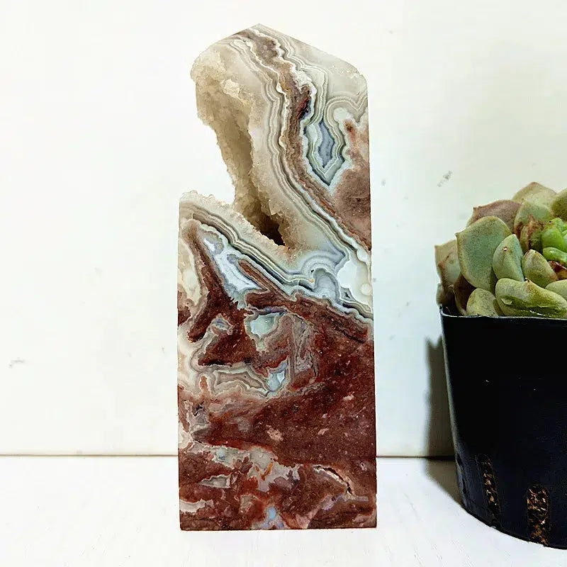 Mexican Lace Agate Crystal Tower