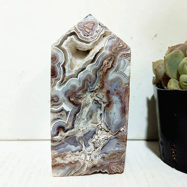 Mexican Lace Agate Crystal Tower