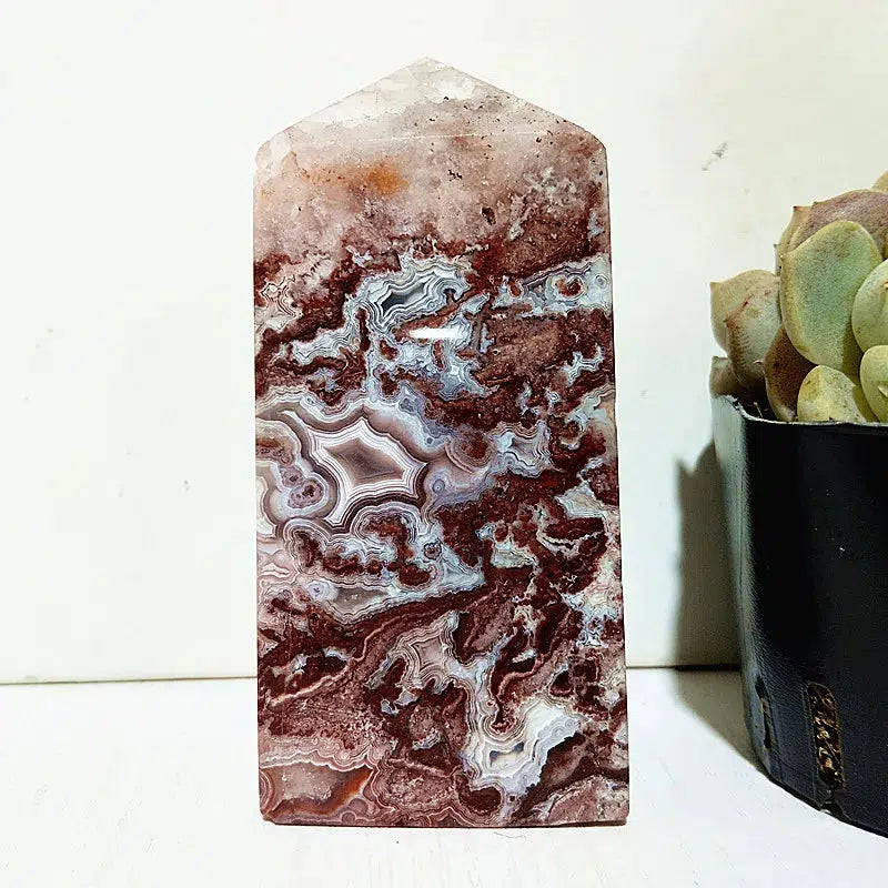 Mexican Lace Agate Crystal Tower