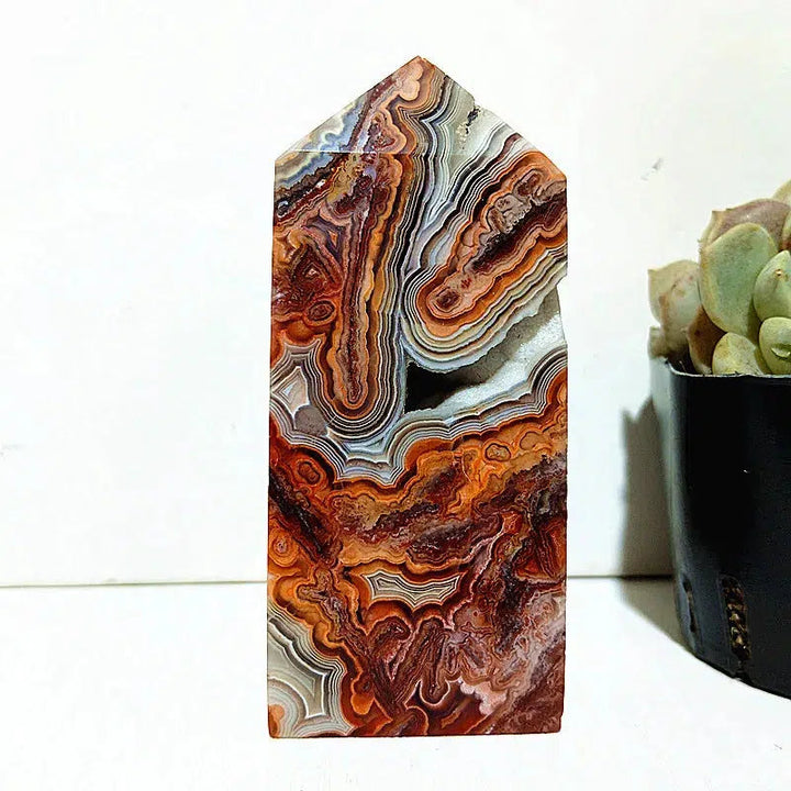 Mexican Lace Agate Crystal Tower