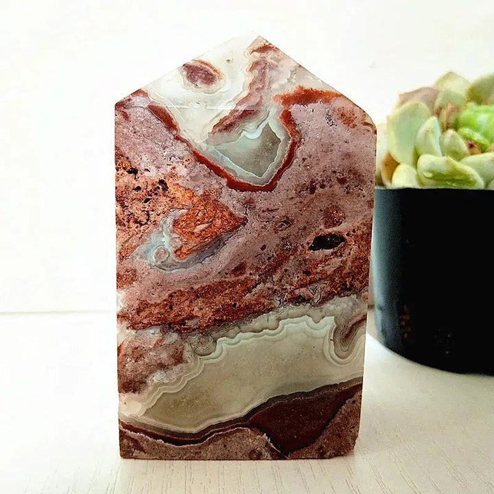 Mexican Lace Agate Crystal Tower