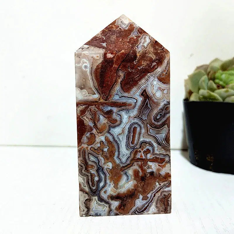 Mexican Lace Agate Crystal Tower