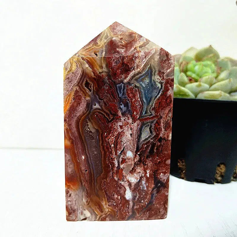 Mexican Lace Agate Crystal Tower