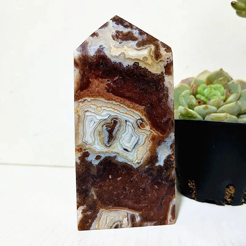 Mexican Lace Agate Crystal Tower