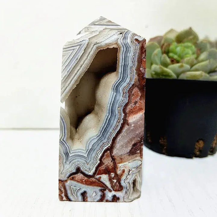 Mexican Lace Agate Crystal Tower