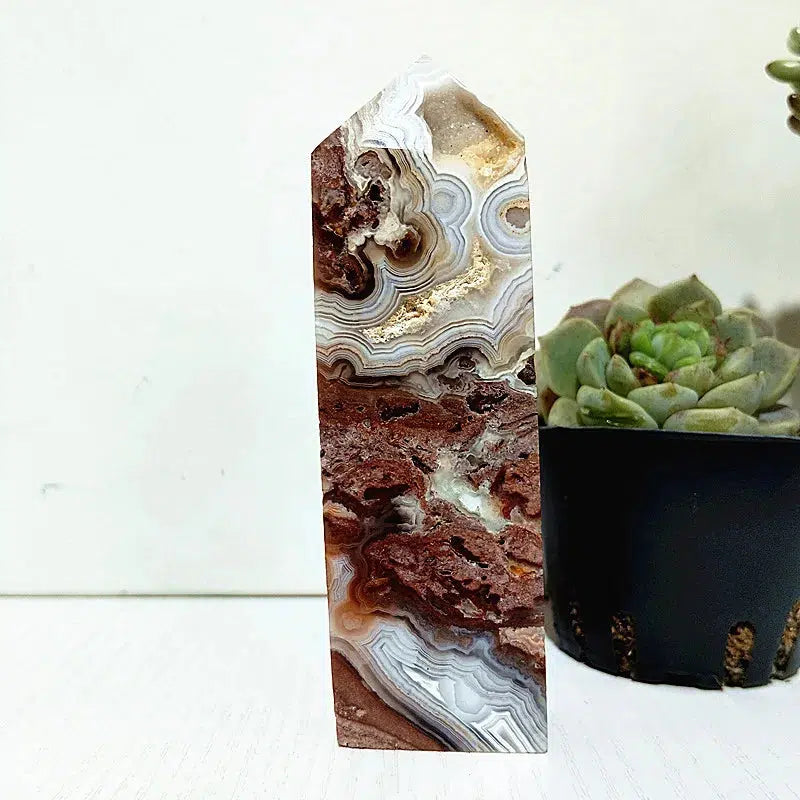 Mexican Lace Agate Crystal Tower